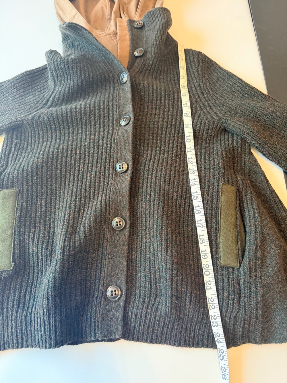 Sleeping on Snow wool/cotton babydoll hooded sweater, pockets, green, size S - Picture 4 of 14